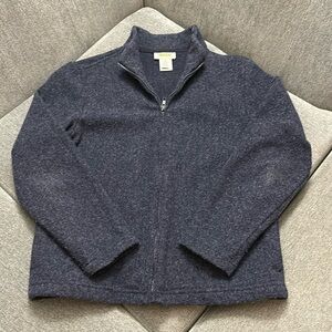 Talbots Medium Petite Zip Up Navy Sweater